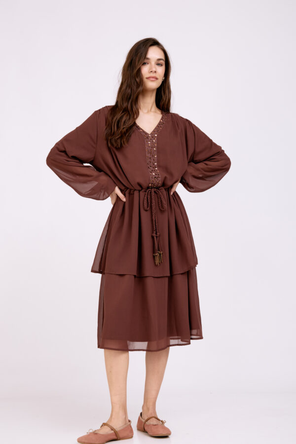 שמלת הייזל חום שוקולד