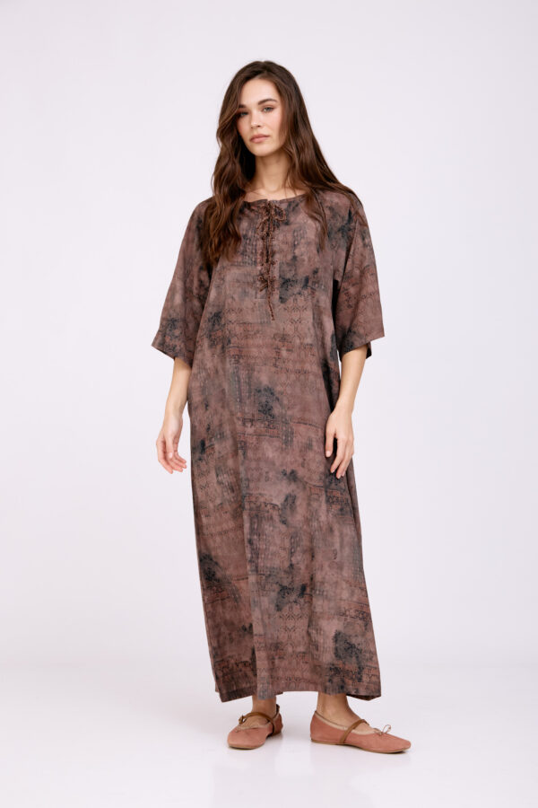 שמלת סאן חום סגול